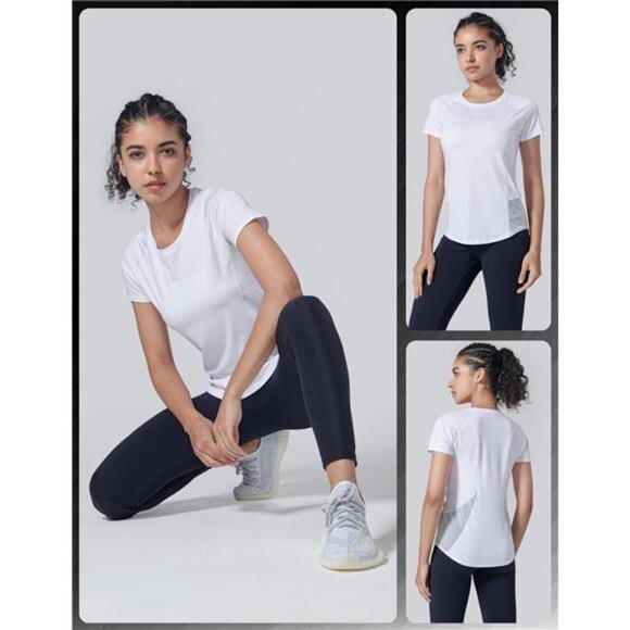 5 Pack: Women's Dry Fit Short Sleeve T Shirts, Athletic Workout Tee Tops - Picture 5 of 7